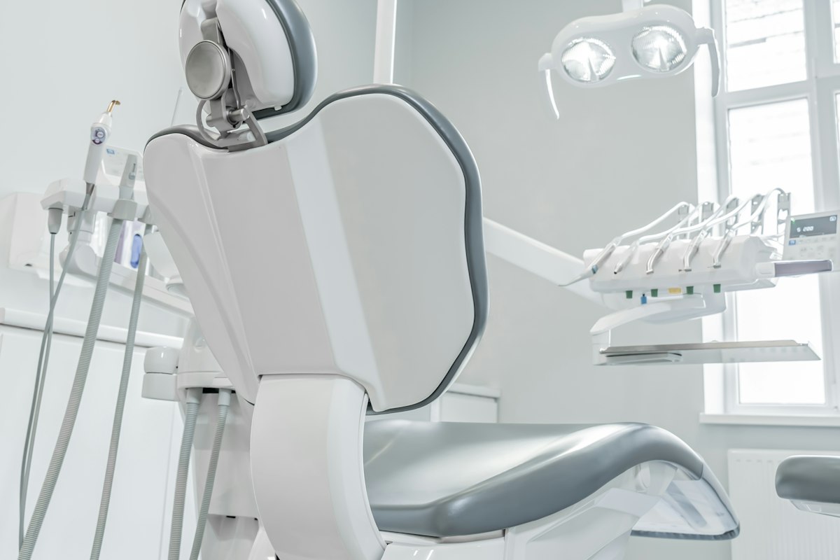 Treatment chair beside a large window